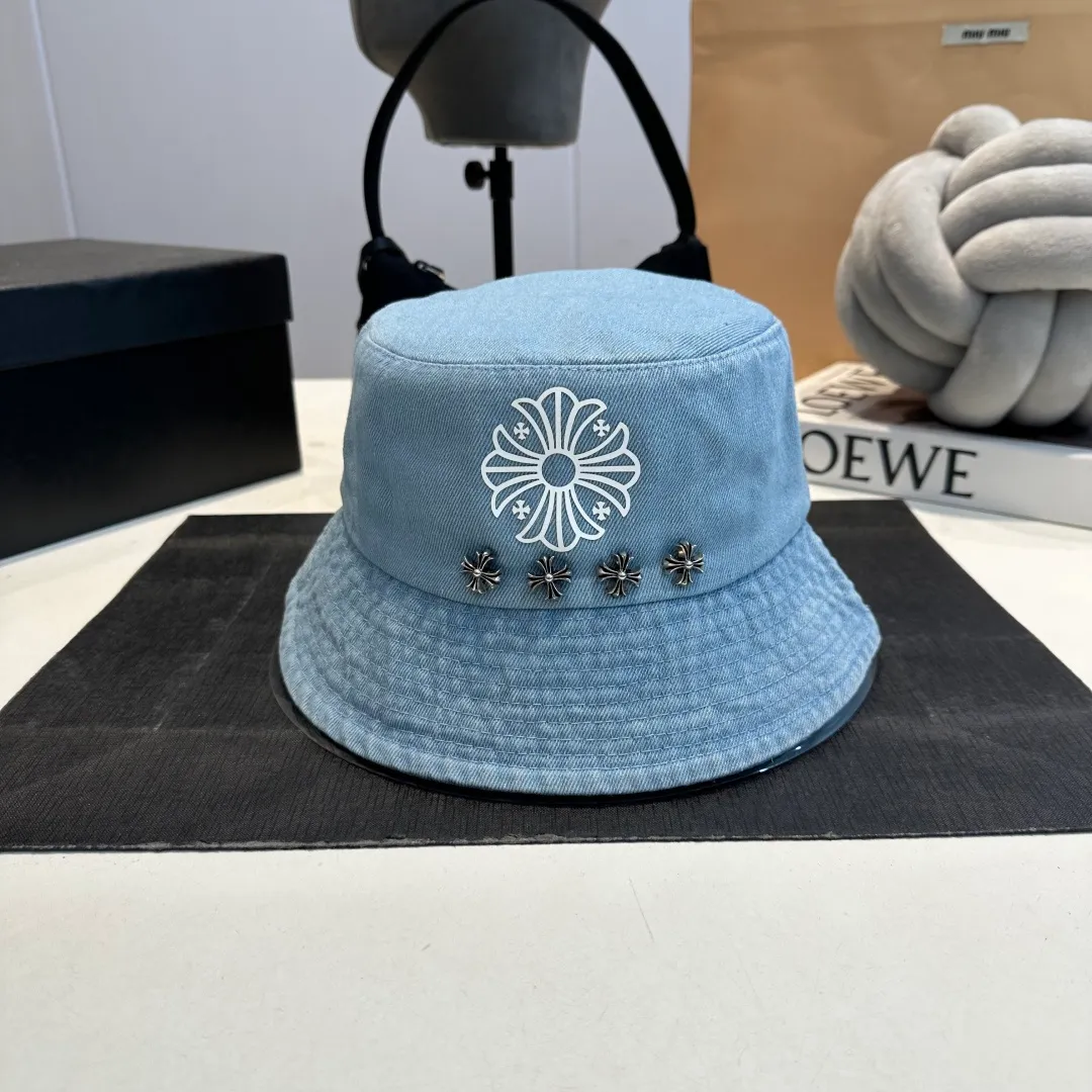 P80 Croxin spring and summer new denim fisherman hat, retro old street style, washed and torn edges, perfect for taking photos👑